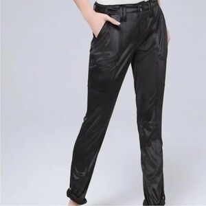 NWOT WHBM Black Velvet Mid-Rise Utility Straight Ankle Pants Size 2